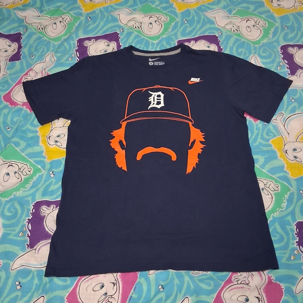 2011 Nike Kirk Gibson Hair-itage Detroit Tigers Vintage Tee MLB Baseball Shirt